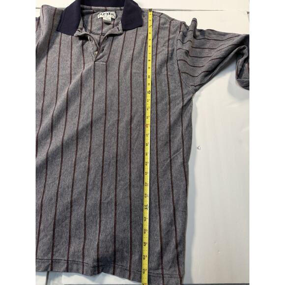 Mens Vintage Soprano Style Paradox MT/LT Navy Pin Stripe Long Sleeve Polo - Picture 7 of 8